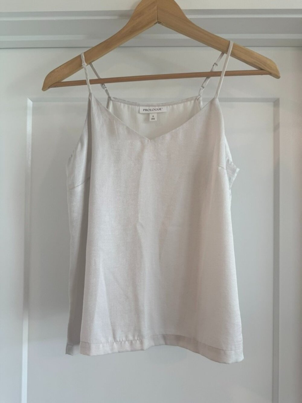 Prologue White Satin V-Neck Camisole Tank Top Women’s Small